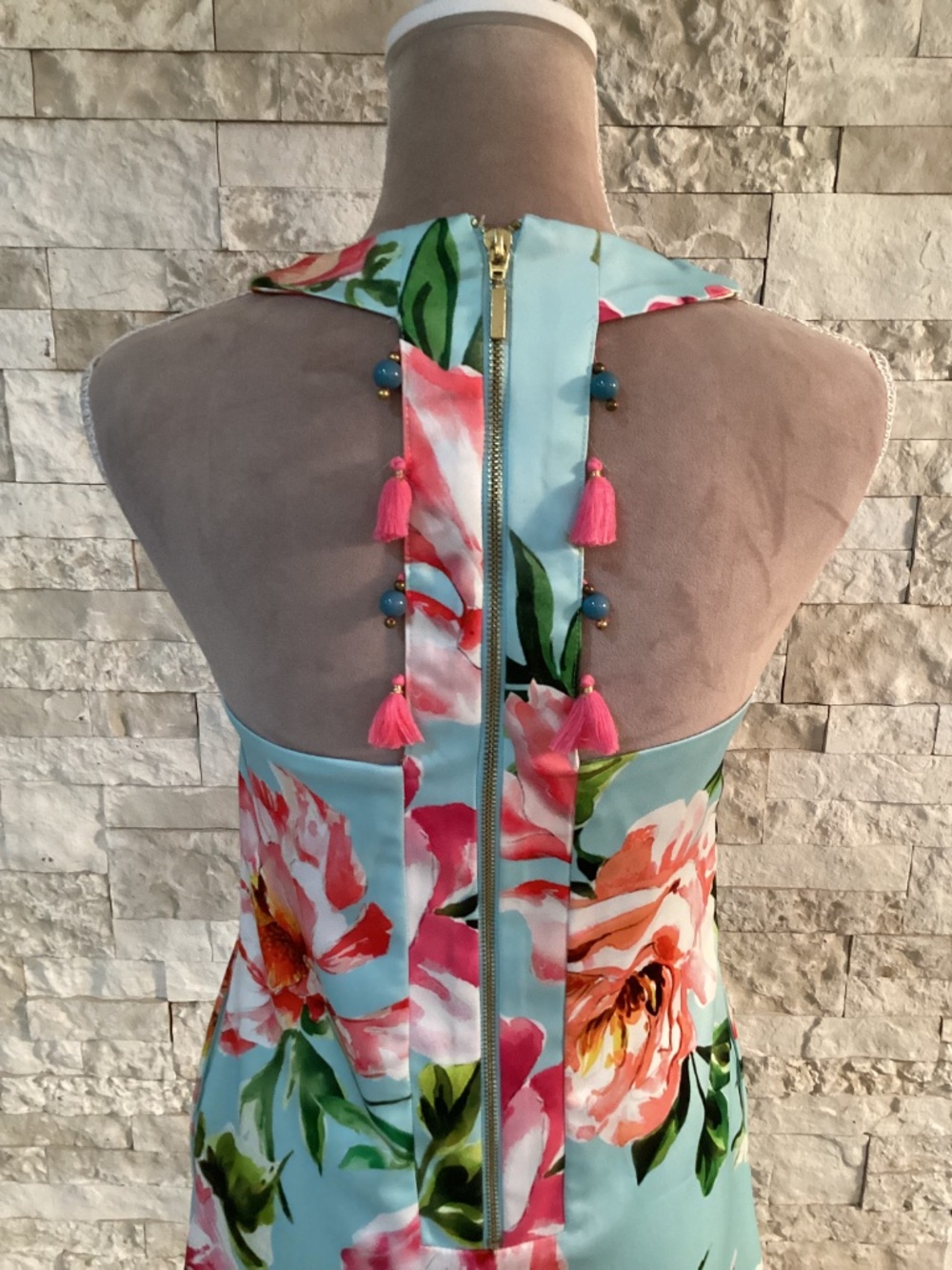 Laundry by Shelli Segal Women's Sleeveless Floral Pom Pom Dress - Picture 9 of 13